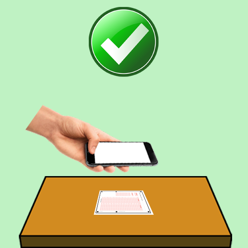 The phone should be kept as close to the paper as possible. Lines outside the paper must remain inside the screen